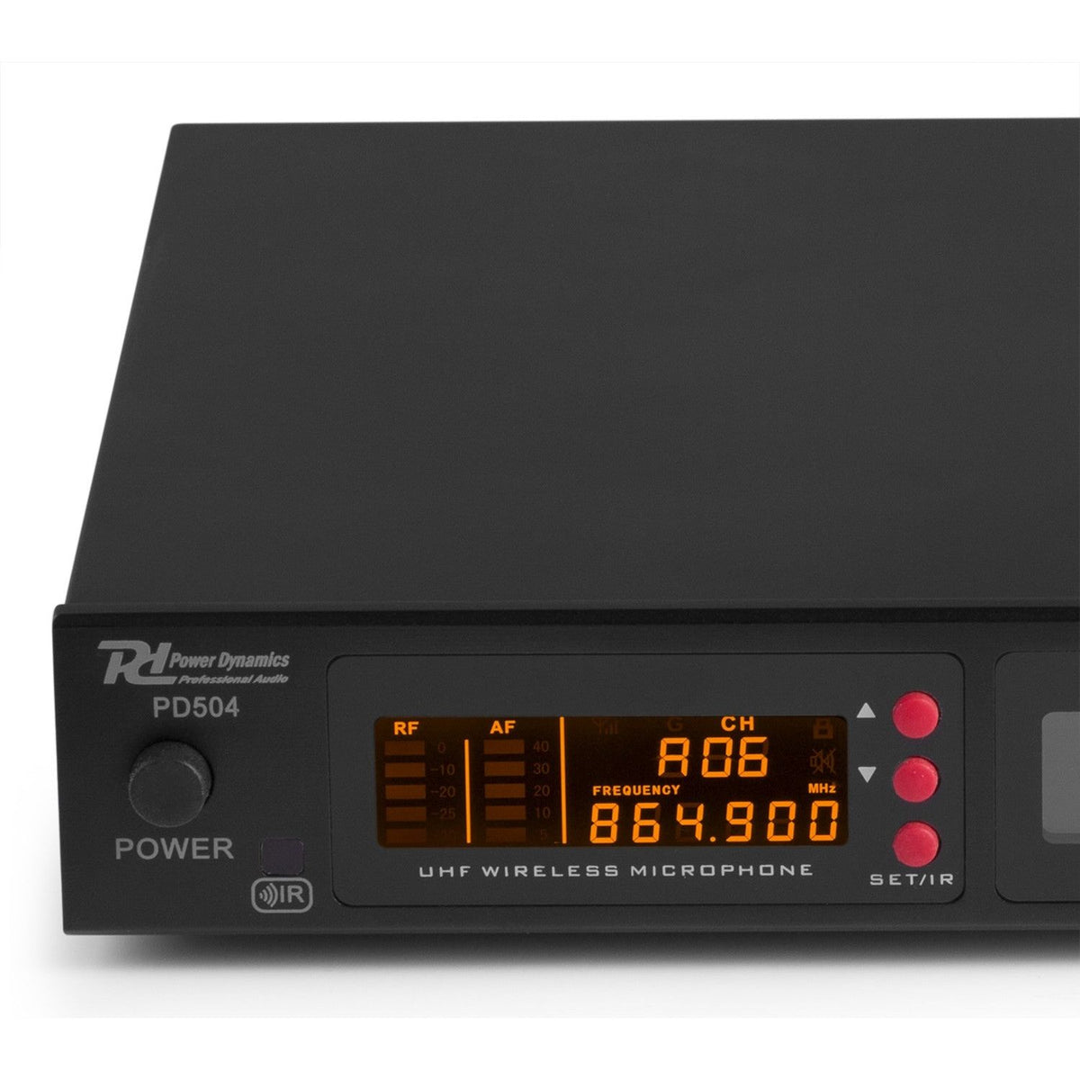 Power Dynamics PD504B - Micrófono inalámbrico de 4x 50 canales UHF con 4 micrófonos de cabeza - Tempo Shop