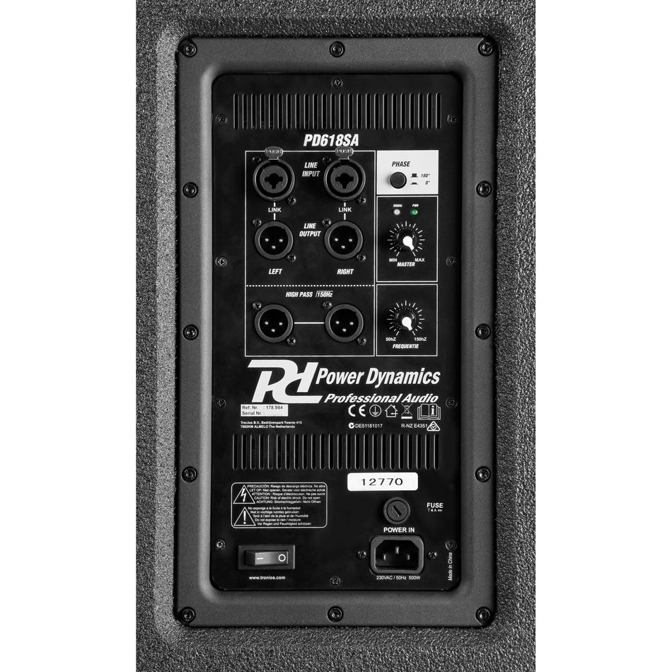 Power Dynamics PD618SA - Subwoofer activo 18'' - Tempo Shop