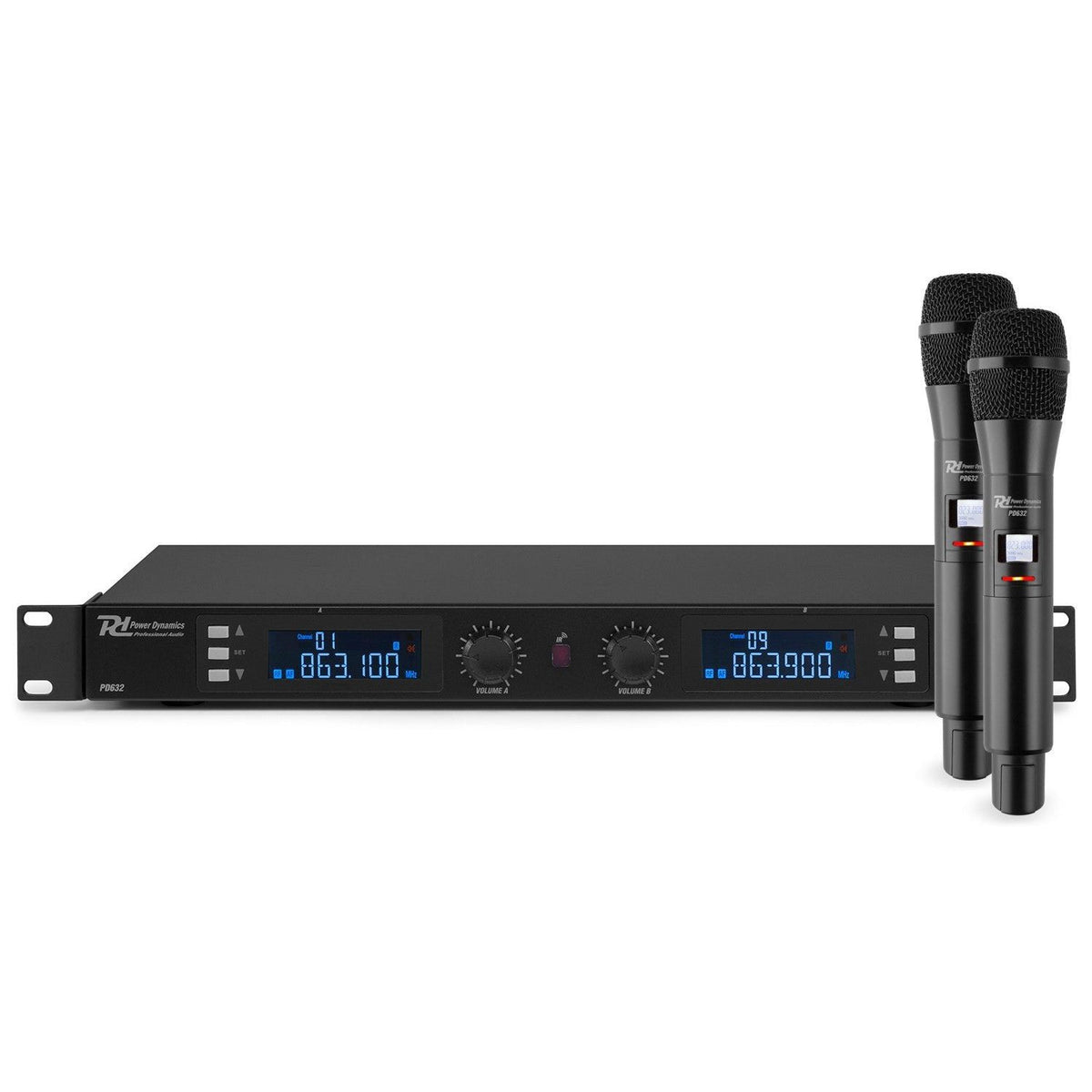 Power Dynamics PD632H - 2x 20 Canales Digital UHF Micro Inalámbrico con 2 micros - Tempo Shop