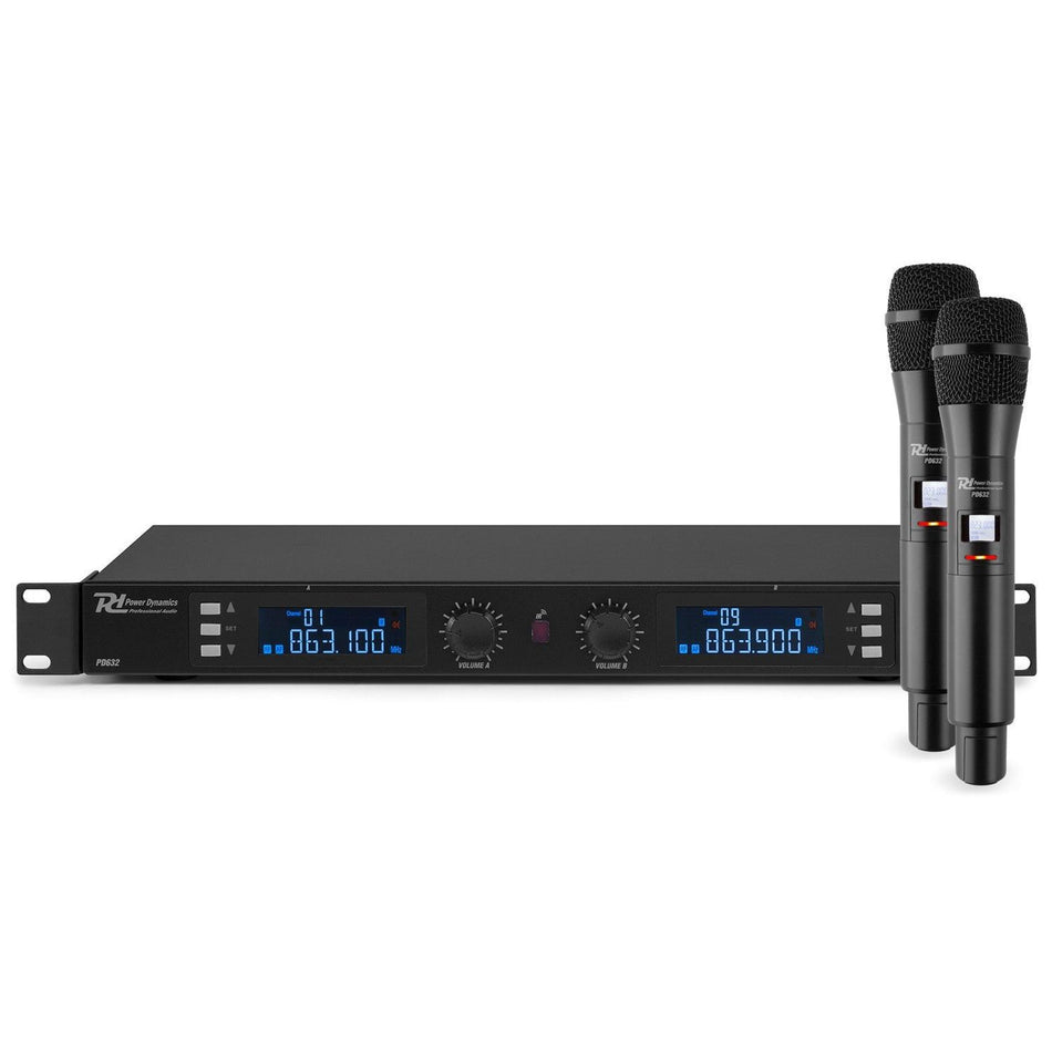 Power Dynamics PD632H - 2x 20 Canales Digital UHF Micro Inalámbrico con 2 micros - Tempo Shop