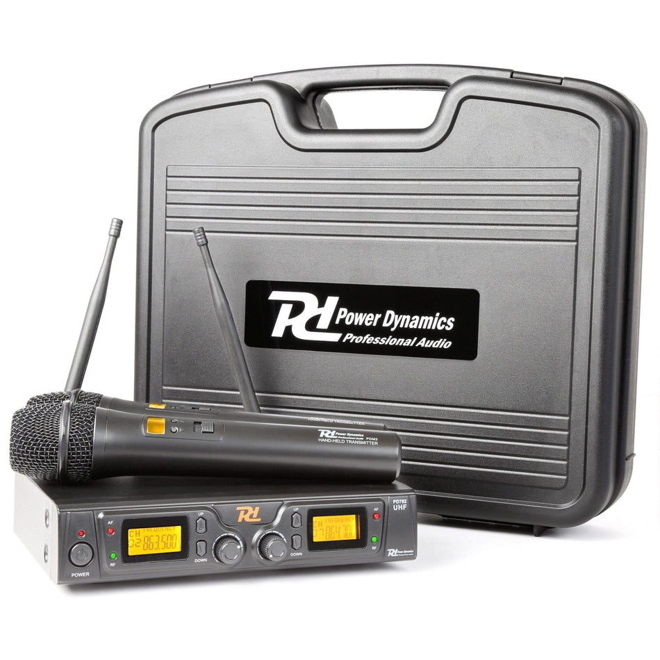 Power Dynamics PD782 - Micrófono Inalámbrico UHF 2x 8 Canales con 2 Micrófonos - Tempo Shop