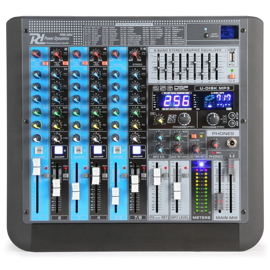 Power Dynamics PDM - S804 - Mezclador analógico 8 canales Profesional - Tempo Shop