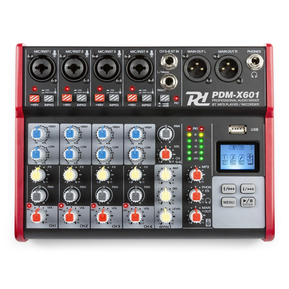 Power Dynamics PDM-X601 - Mezclador Musical de Estudio 6 Canales con USB y Bluetooth - Tempo Shop