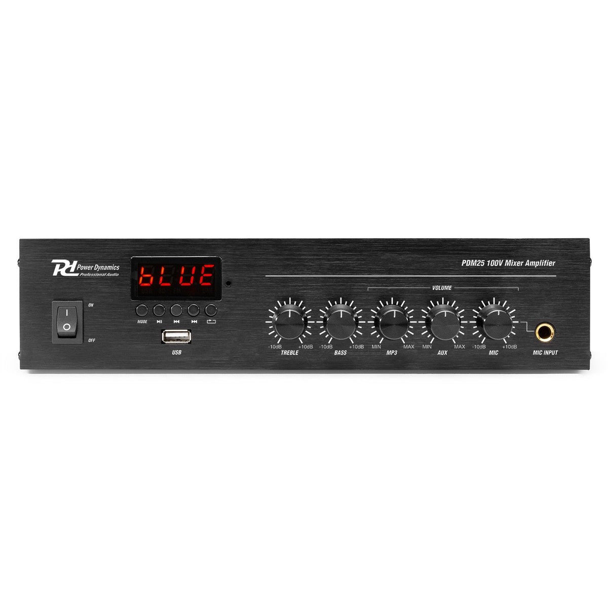 Power Dynamics PDM25 - Mezclador – Amplificador 100V con BT y reproductor media 25W - Tempo Shop