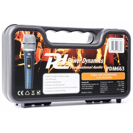 Power Dynamics PDM663 - Micrófono dinámico en caja de transporte - Tempo Shop
