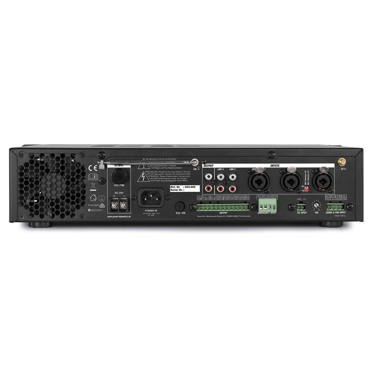 Power Dynamics PDV120MP3 - PA Mixer Amplifier 120W/100V 4 zones - Tempo Shop