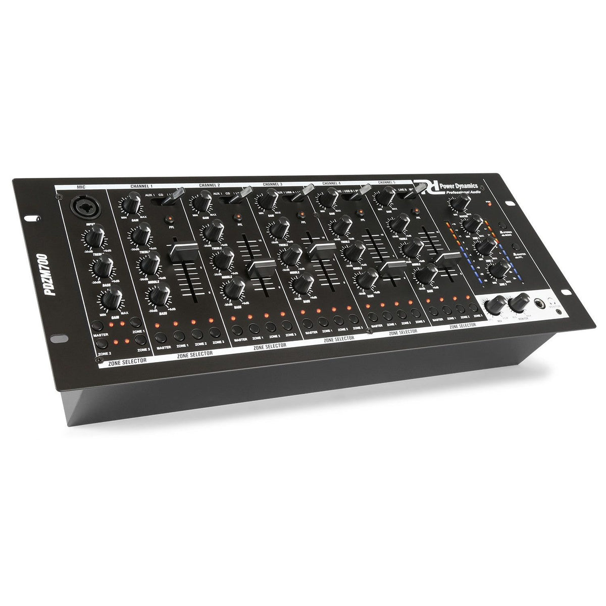 Power Dynamics PDZM700 - Mezclador instalación de 6 canales USB 4 zonas - Tempo Shop