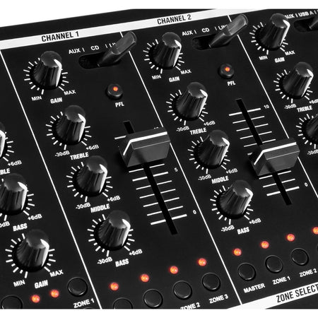 Power Dynamics PDZM700 - Mezclador instalación de 6 canales USB 4 zonas - Tempo Shop