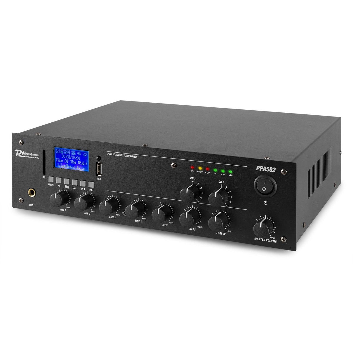Power Dynamics PPA502 - Mezclador amplificador 100V - 50W 2 Zonas - Tempo Shop