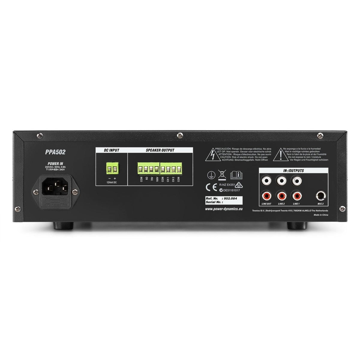 Power Dynamics PPA502 - Mezclador amplificador 100V - 50W 2 Zonas - Tempo Shop