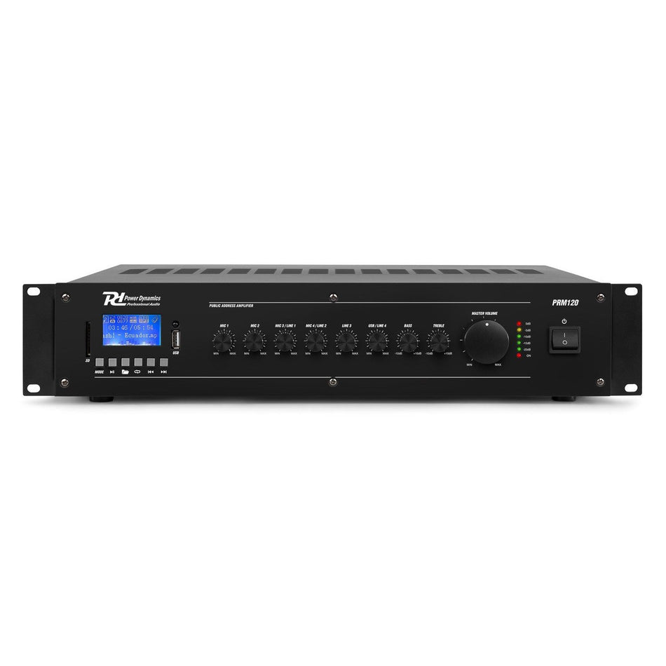 Power Dynamics PRM120 - Mezclador amplificador 100V 6 canales 120W - Tempo Shop