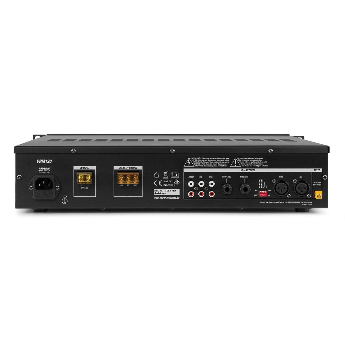 Power Dynamics PRM120 - Mezclador amplificador 100V 6 canales 120W - Tempo Shop