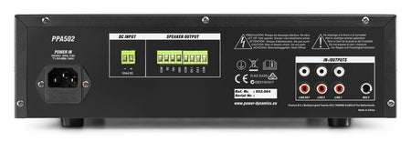 Power Dynamics PPA502 - Mezclador amplificador 100V - 50W 2 Zonas - Tempo Shop