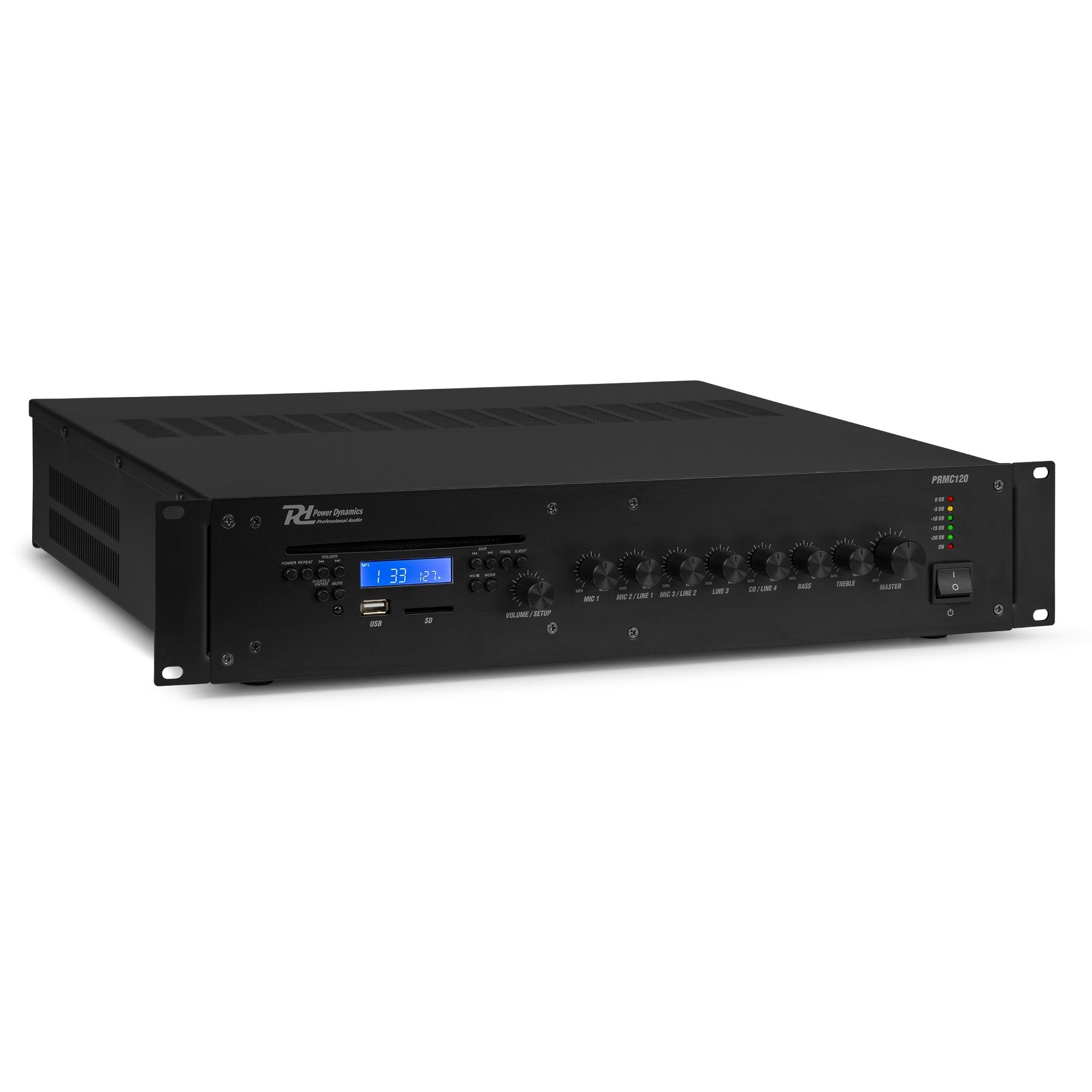 Power Dynamics PRC120 - 100V Amplificador mezclador con CD 120W - Tempo Shop