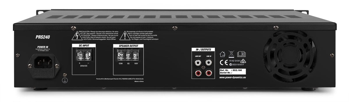Power Dynamics PRS240 - Amplificador Booster de línea 100V / 240W - Tempo Shop