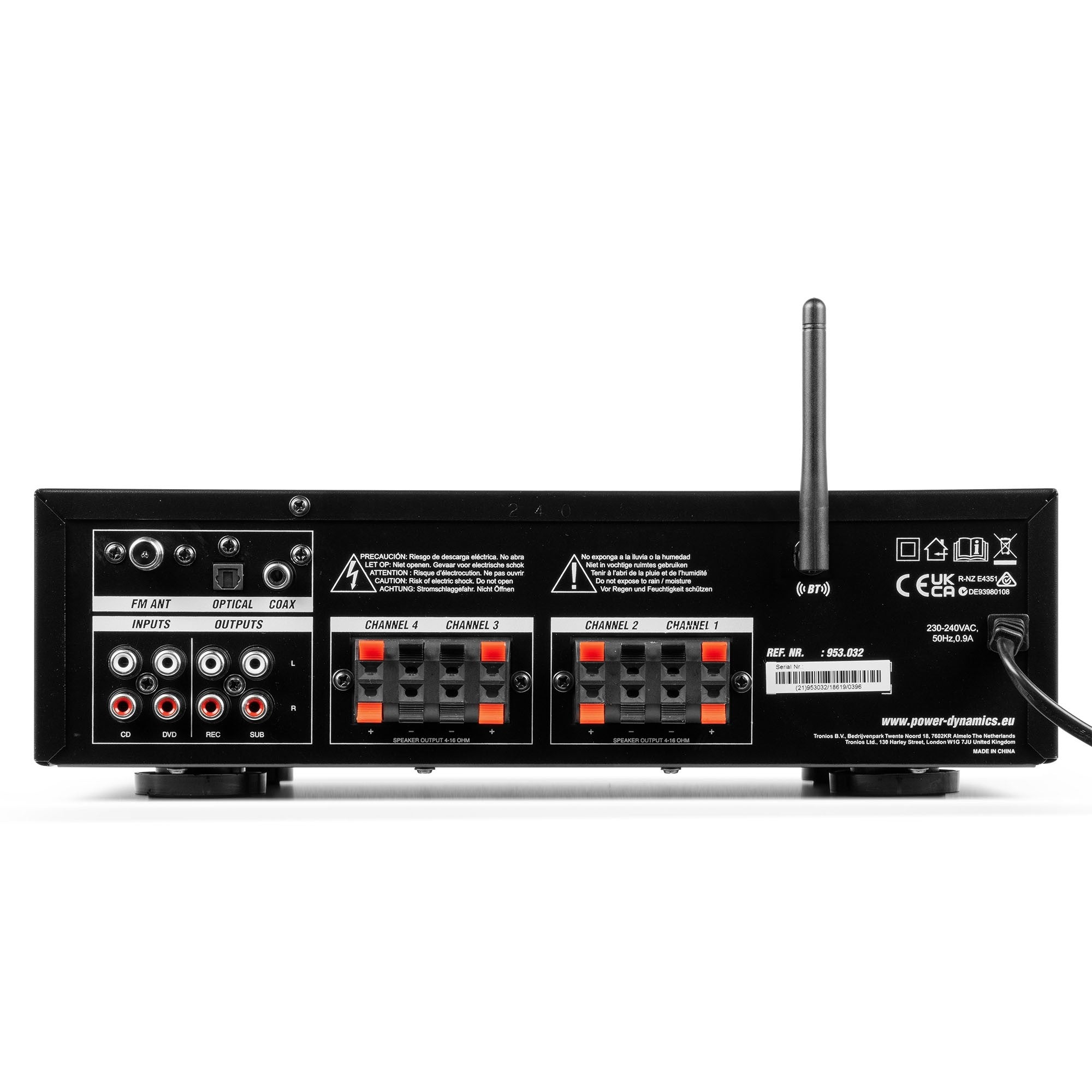 Power Dynamics PV240BT - Amplificador de audio de 4 zonas 400W - Tempo Shop