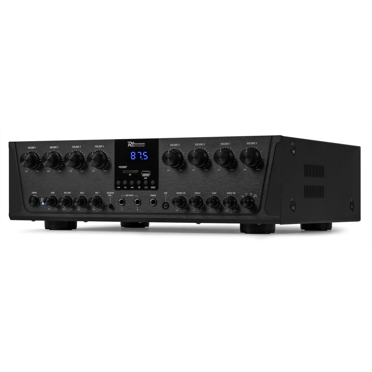 Power Dynamics PV280BT - Amplificador de audio de 8 zonas 800W - Tempo Shop