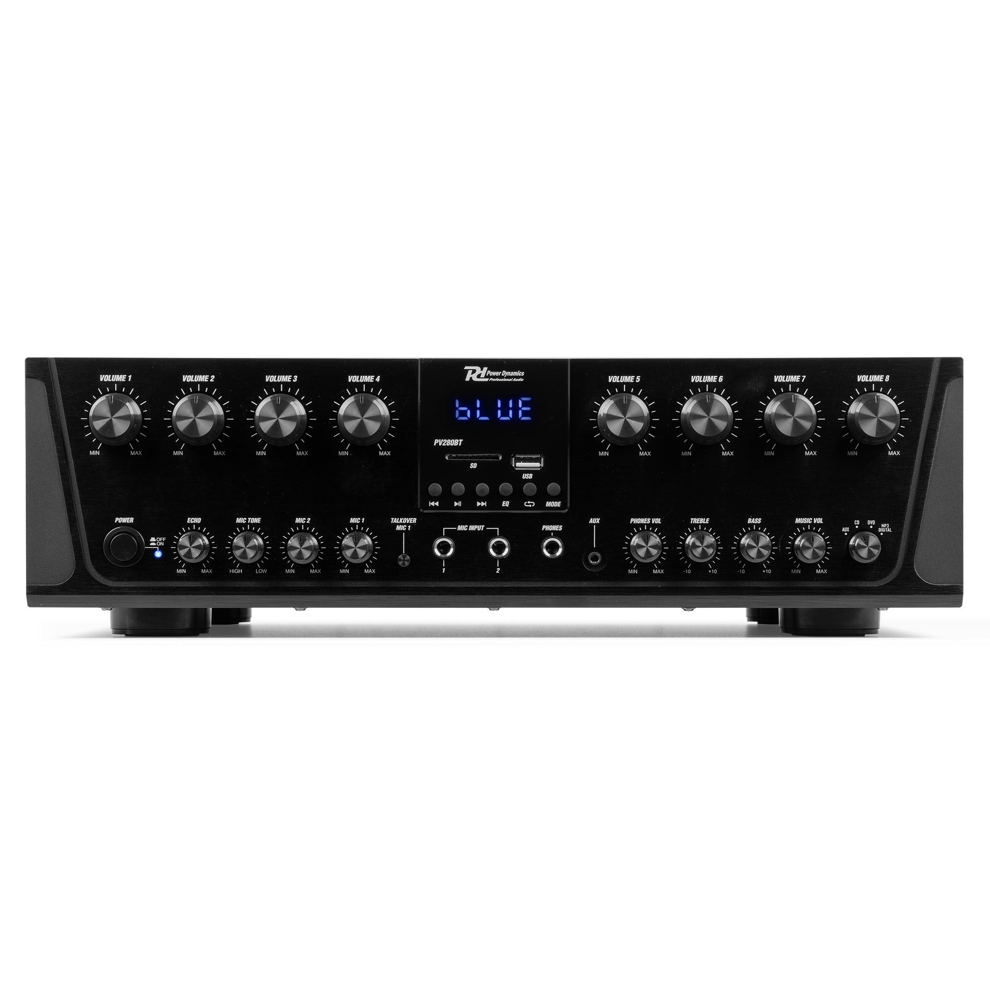Power Dynamics PV280BT - Amplificador de audio de 8 zonas 800W - Tempo Shop