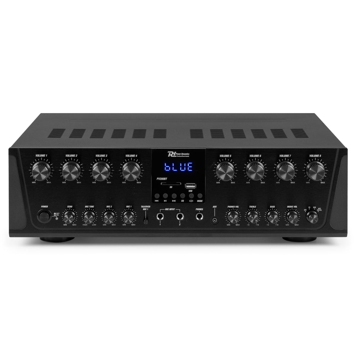 Power Dynamics PV280BT - Amplificador de audio de 8 zonas 800W - Tempo Shop