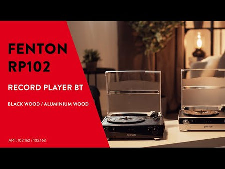 Fenton RP102B - Giradiscos de Tracción por Correa con Bluetooth y Conversión Digital (Negro/Madera)