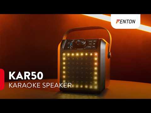 Fenton KAR50P - Altavoz Karaoke Portátil Rosa de 50W con Iluminación LED RGB y Bluetooth