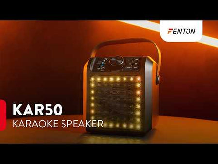 Fenton KAR50P - Altavoz Karaoke Portátil Rosa de 50W con Iluminación LED RGB y Bluetooth