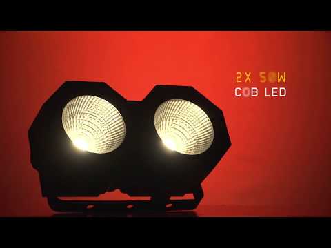 beamZ SB200 - Blinder LED 2×50 W COB con función estrobo y control DMX (6 canales)