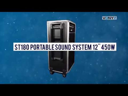 Vonyx ST180 - Sistema de Sonido Portátil PA 12" 450W con CD, Bluetooth y Micrófonos UHF