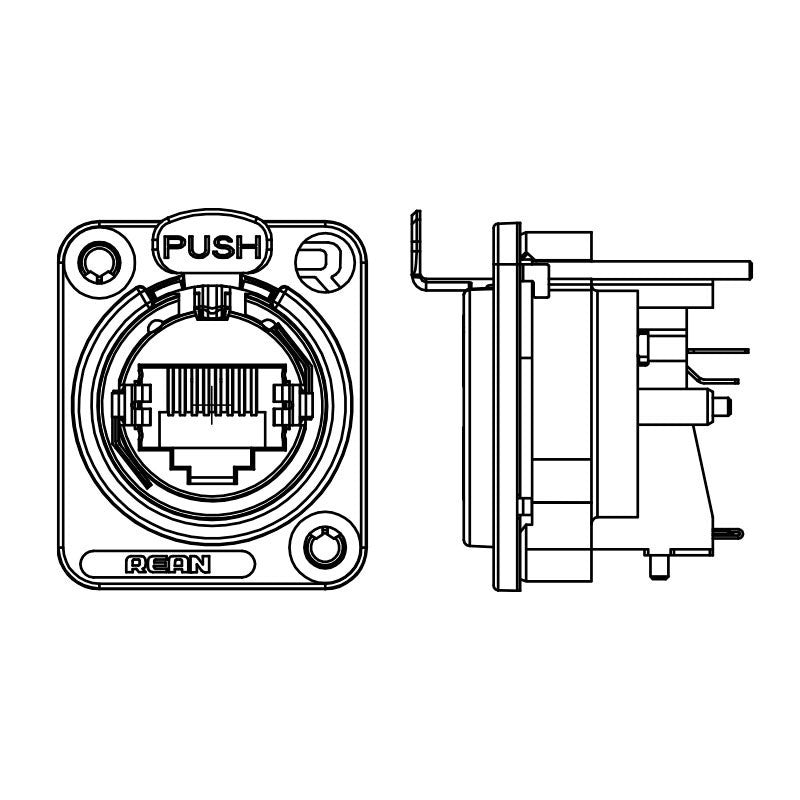 REAN RRE8F-D-001-0 - Chasis Ethernet RJ45 PCB Vertical Negro