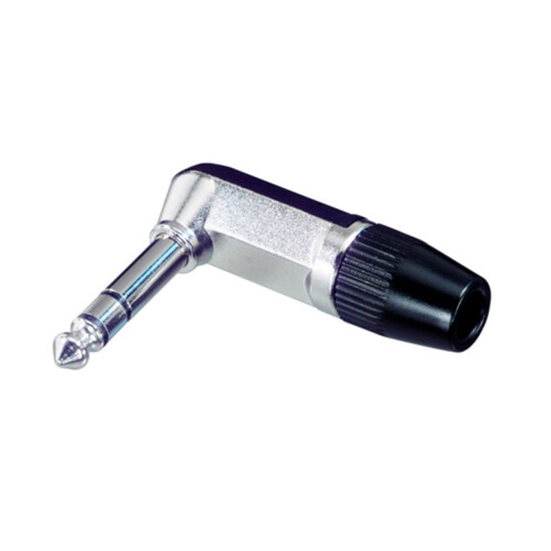 REAN NYS208 - Conector Jack 6,35 mm Stereo Acodado Plata
