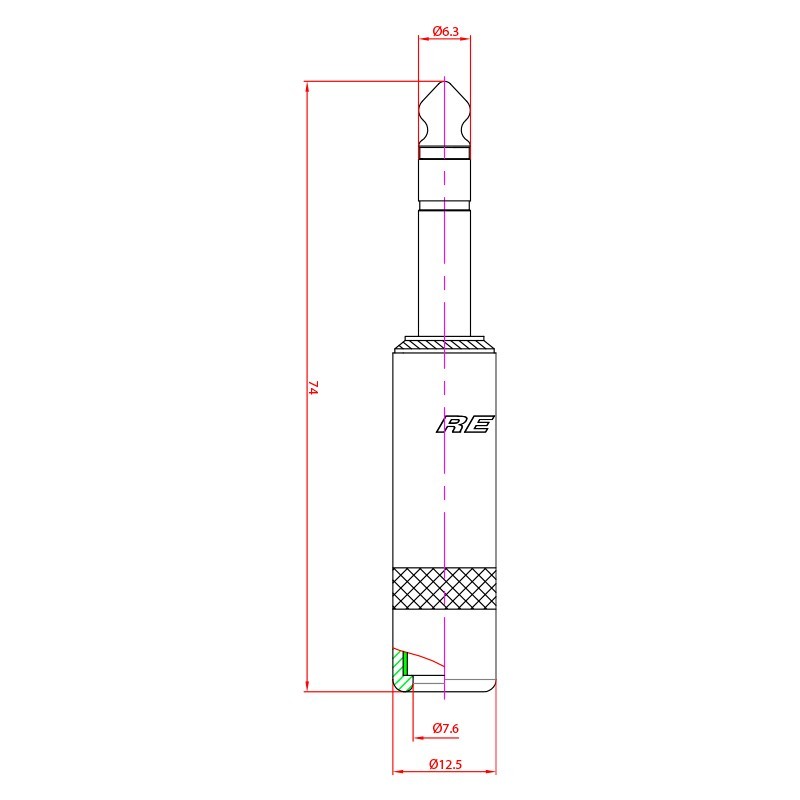 REAN NYS228 - Conector Jack Estéreo 6.35 mm Plata