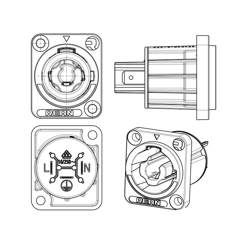REAN RRAC3O-G-000-0 - Conector Chasis PowerCON Salida Gris