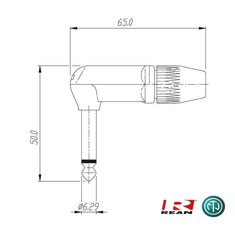 REAN NYS207 - Conector Jack Mono Acodado de 1/4" (6,35 mm) - Tempo Shop