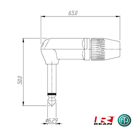 REAN NYS207 - Conector Jack Mono Acodado de 1/4" (6,35 mm) - Tempo Shop