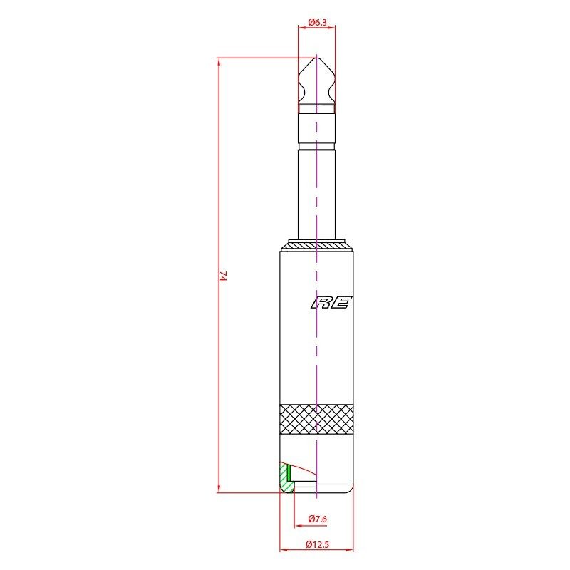 REAN NYS228 - Conector Jack Estéreo 6.35 mm Plata - Tempo Shop