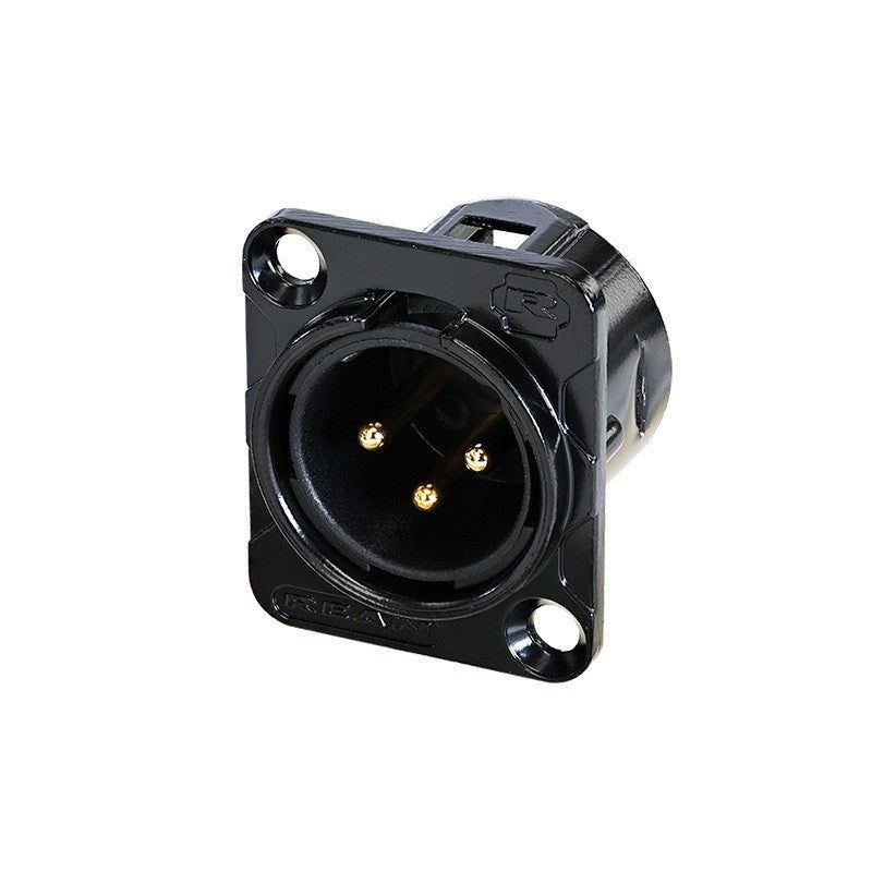 REAN RC3MDL-B - Conector XLR Macho Chasis 3 Pines Negro - Tempo Shop