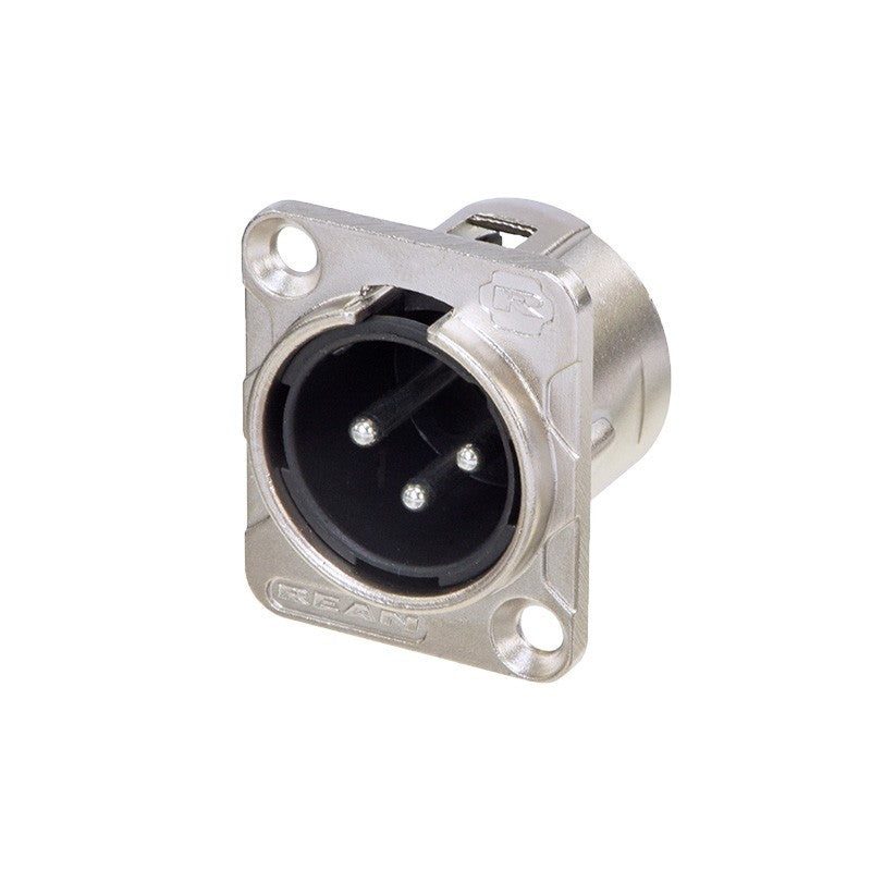 REAN RC3MDL - Conector XLR Macho Chasis 3 Polos Plata - Tempo Shop