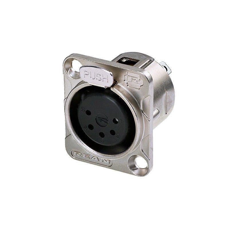 REAN RC5FDL - Conector XLR Hembra Chasis 5 Pines Cuerpo Plata - Tempo Shop
