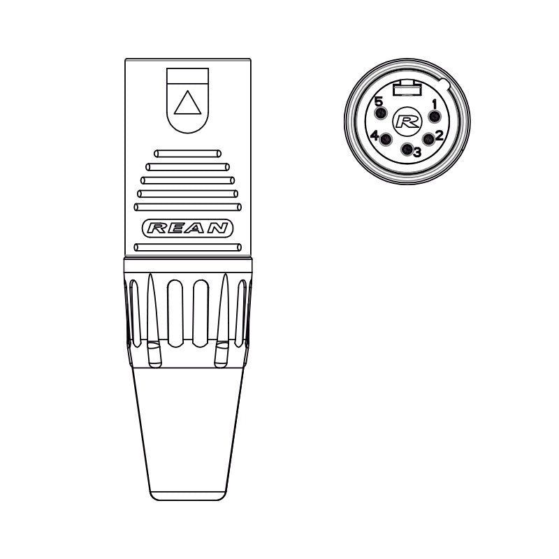 REAN RC5M-B - Conector XLR 5 Pines Macho Aéreo Negro - Tempo Shop