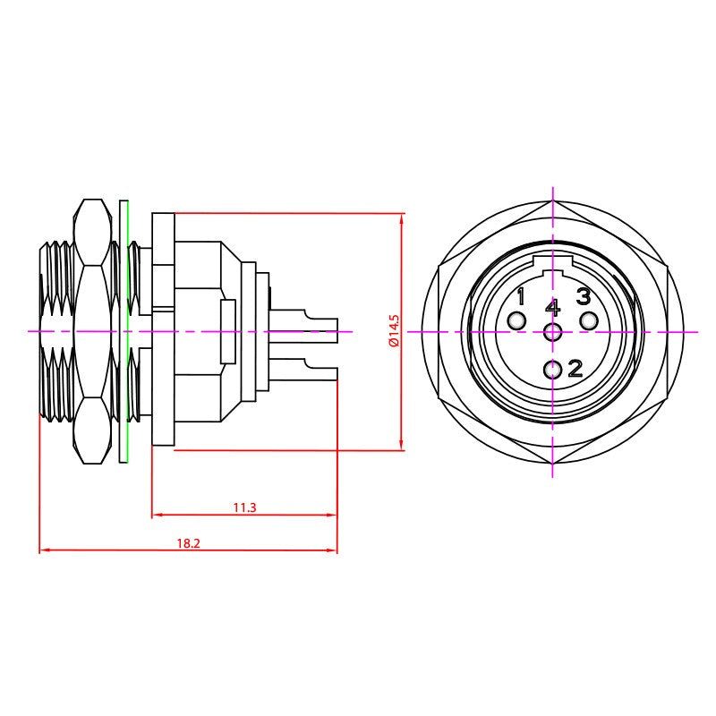 REAN RT4MPR - Conector macho chasis de 4 PIN - Tempo Shop