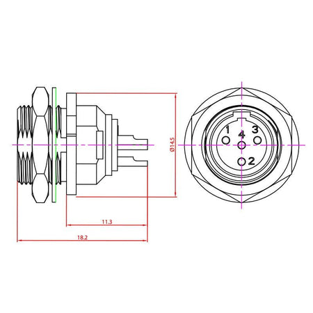 REAN RT4MPR - Conector macho chasis de 4 PIN - Tempo Shop