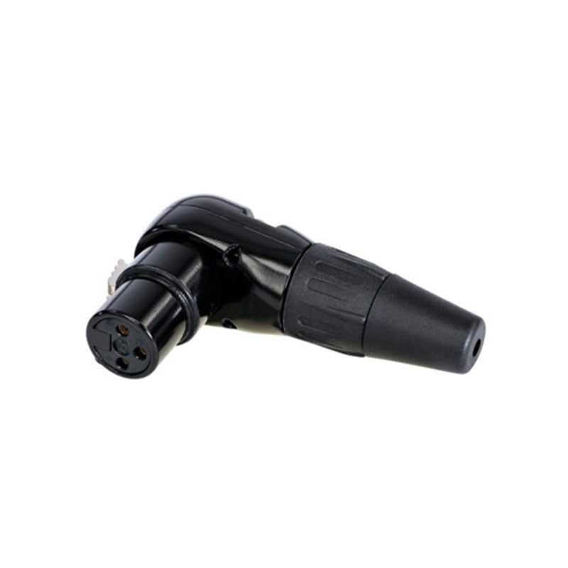 REAN XLR 3 PIN HEMBRA cuerpo NEGRO contactos PLATA ACODADO 90º - Tempo Shop