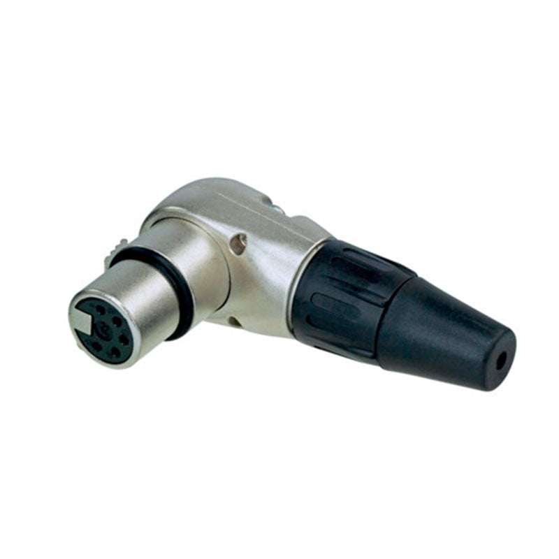 REAN RC5FR - Conector XLR Hembra 5 Pines Acodado 90º Plata