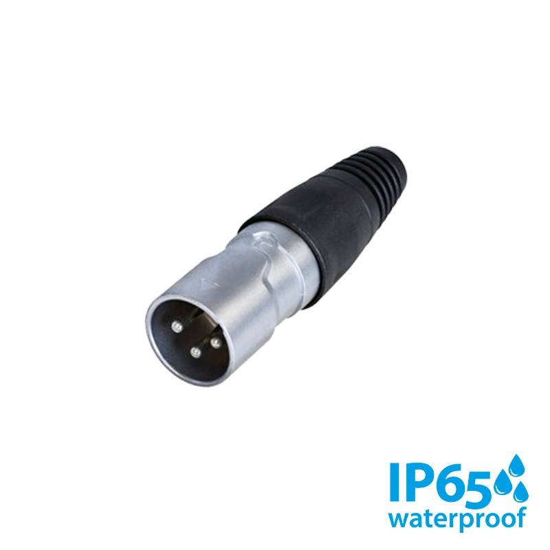 REAN RCX3M-Z-000-1 - Conector XLR Macho Aéreo IP65 Plata