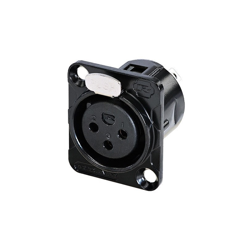 REAN RC3FDL-B - Conector XLR Hembra Chasis 3 Pines Negro