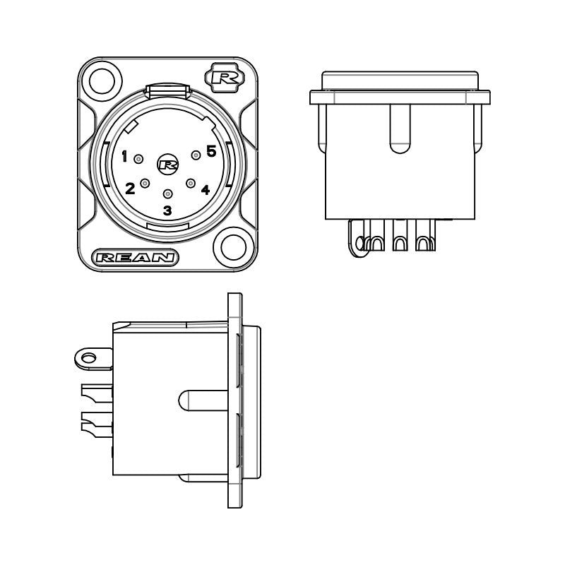 REAN RC5MDL - Conector XLR Macho 5 Pines Plata
