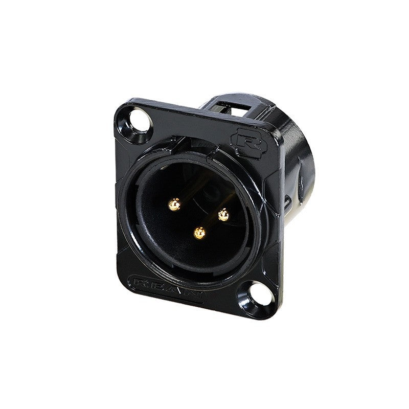 REAN RC3MDL-B - Conector XLR Macho Chasis 3 Pines Negro