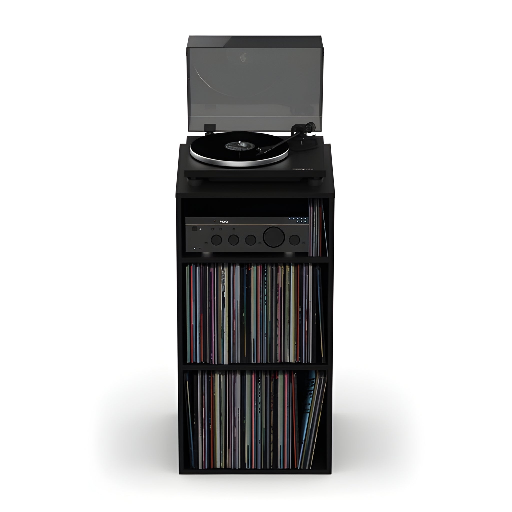 Reloop GLORIOUS MODULAR MIX RACK BLACK - Mueble estación de monitoreo HiFi y para almacenar vinilos. Negro - Tempo Shop