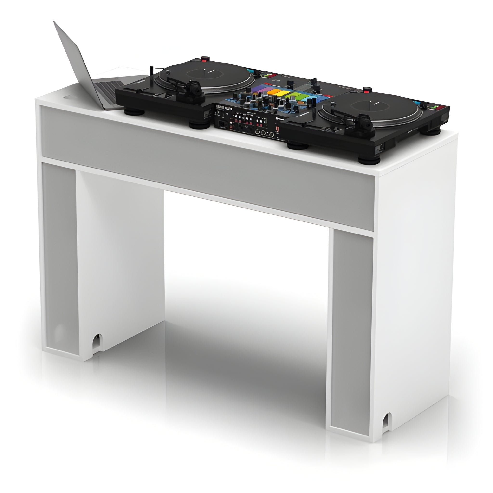 Reloop GLORIOUS MODULAR MIX STATION WHITE - Mesa de DJ con compartimentos para vinilos. Negro - Tempo Shop