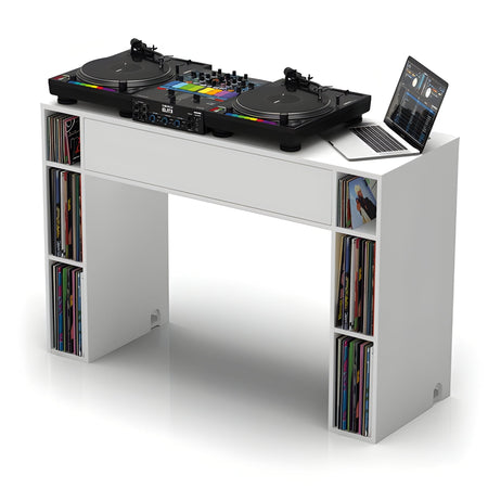 Reloop GLORIOUS MODULAR MIX STATION WHITE - Mesa de DJ con compartimentos para vinilos. Negro - Tempo Shop